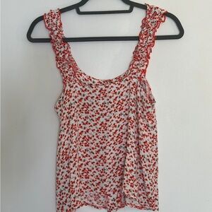 Topshop Red and White Floral Camisole
